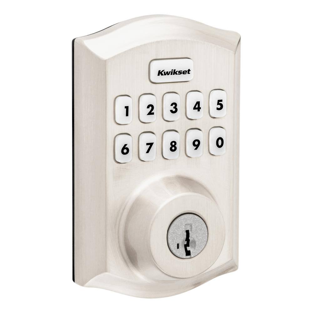 Kwikset Home Connect 620 Keypad 869 Traditional Satin Nickel Connected Smart Lock Deadbolt with Z-Wave-700 Feat SmartKey 869HC620TRZ715