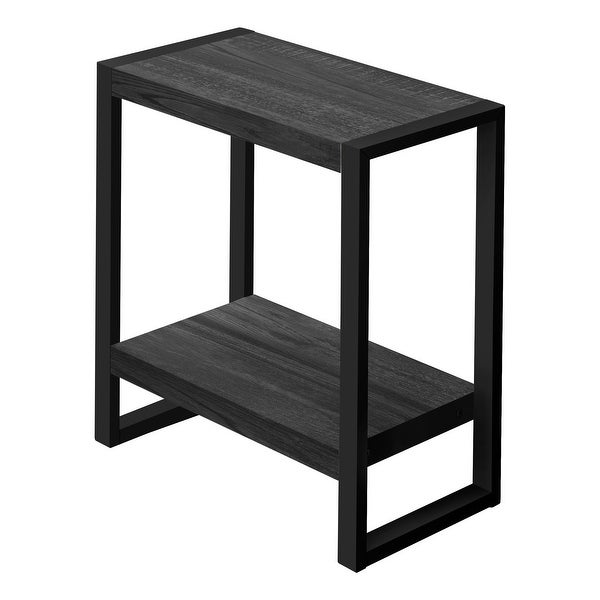 Modern Accent Table - Black Reclaimed Wood-Look / Black Metal - 23.75