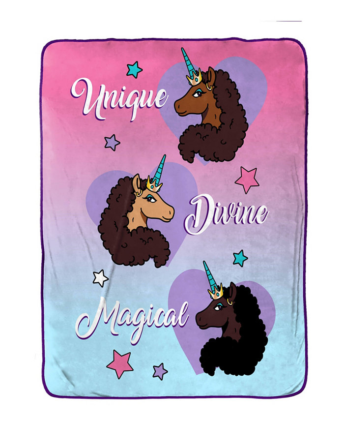 Jay Franco Afro Unicorn Unique， Divine， Magical Silk Touch Blanket， 90