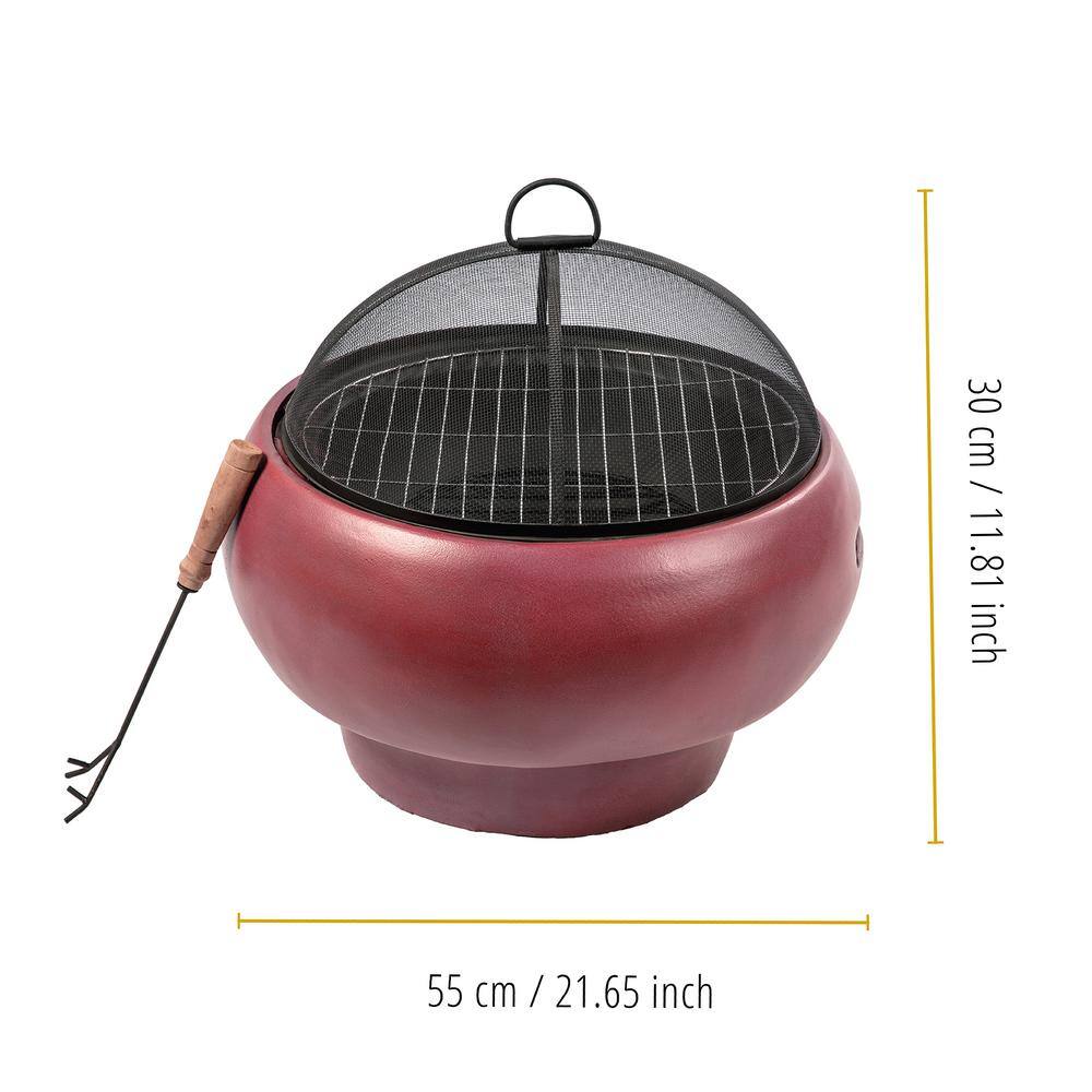 Teamson Home 22 in. W Maroon Outdoor Concrete Wood Burning Fire Pit HR17501AC