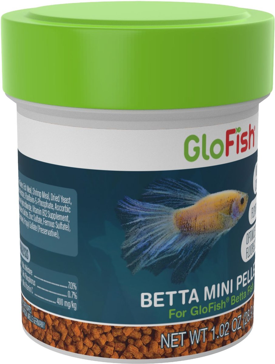 GloFish Betta Mini Pellets Fish Food， 1.02-oz can