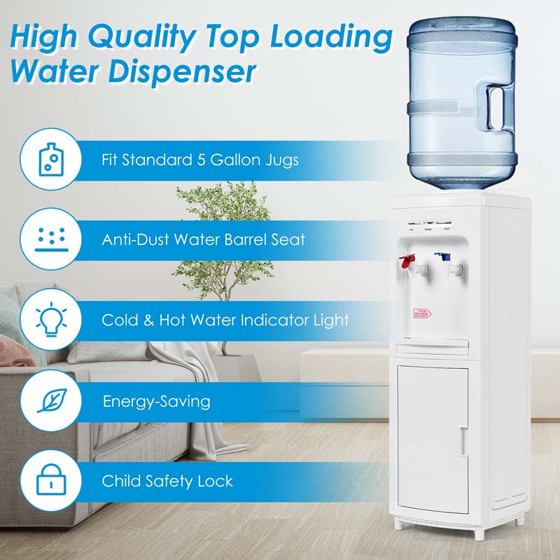 5 Gallons Electric Top Loading Hot & Cold Water Dispenser with Child Safety Lock