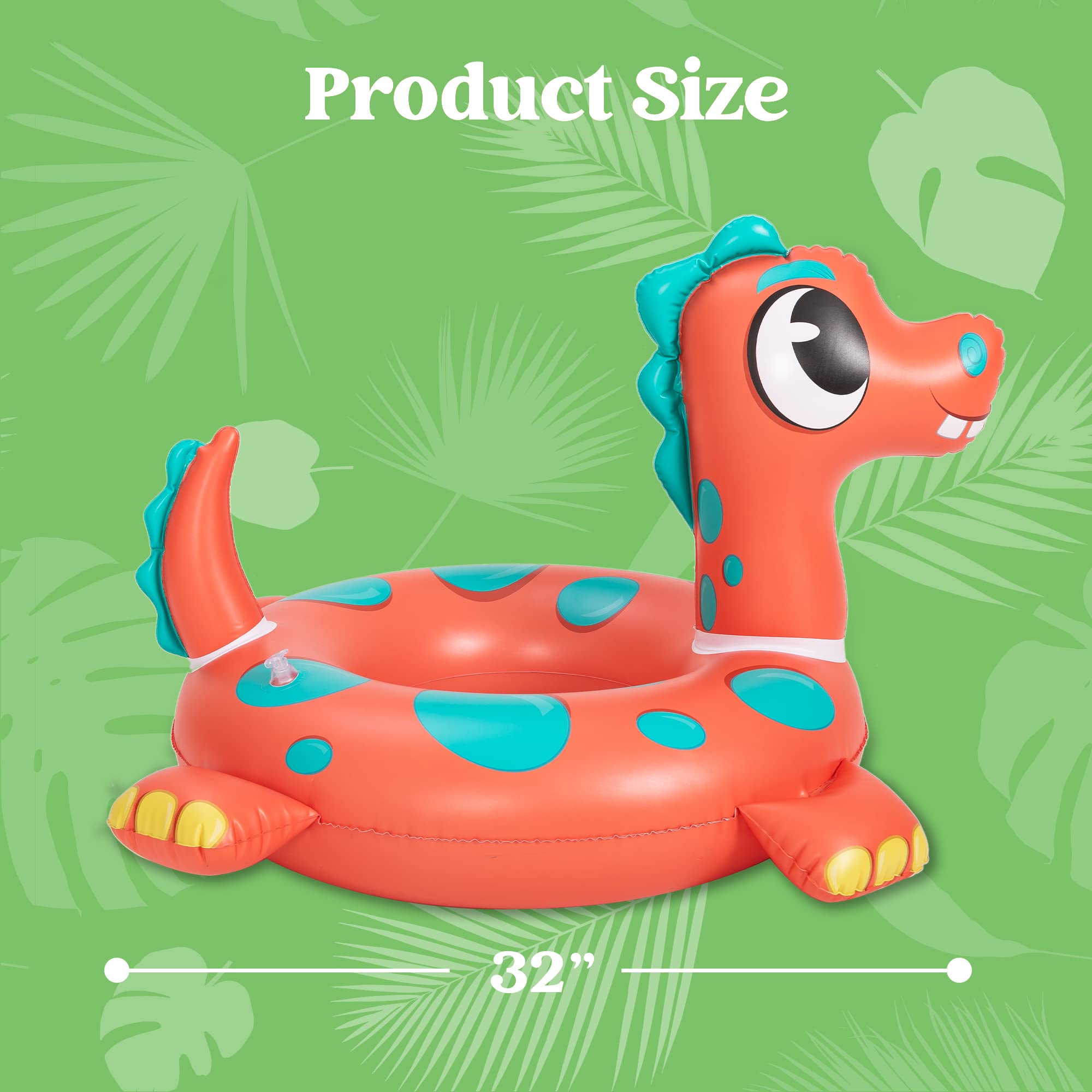 JOYIN 32" 3 Pack Inflatable Pool Tubes Pool Floats, Dinosaur & Sea Turtle & Dolphin Swimming Rings for Kids Swimming Pool Beach Summer Water Float Party Outdoor