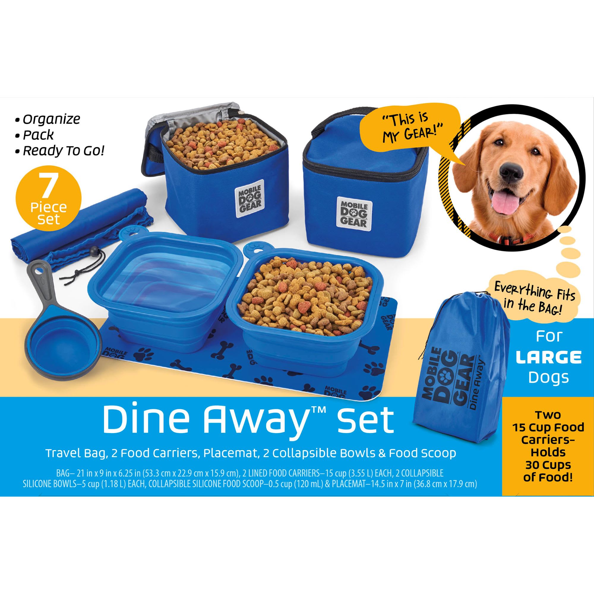 Mobile Dog Gear Royal Blue Dine Away Bag， Small