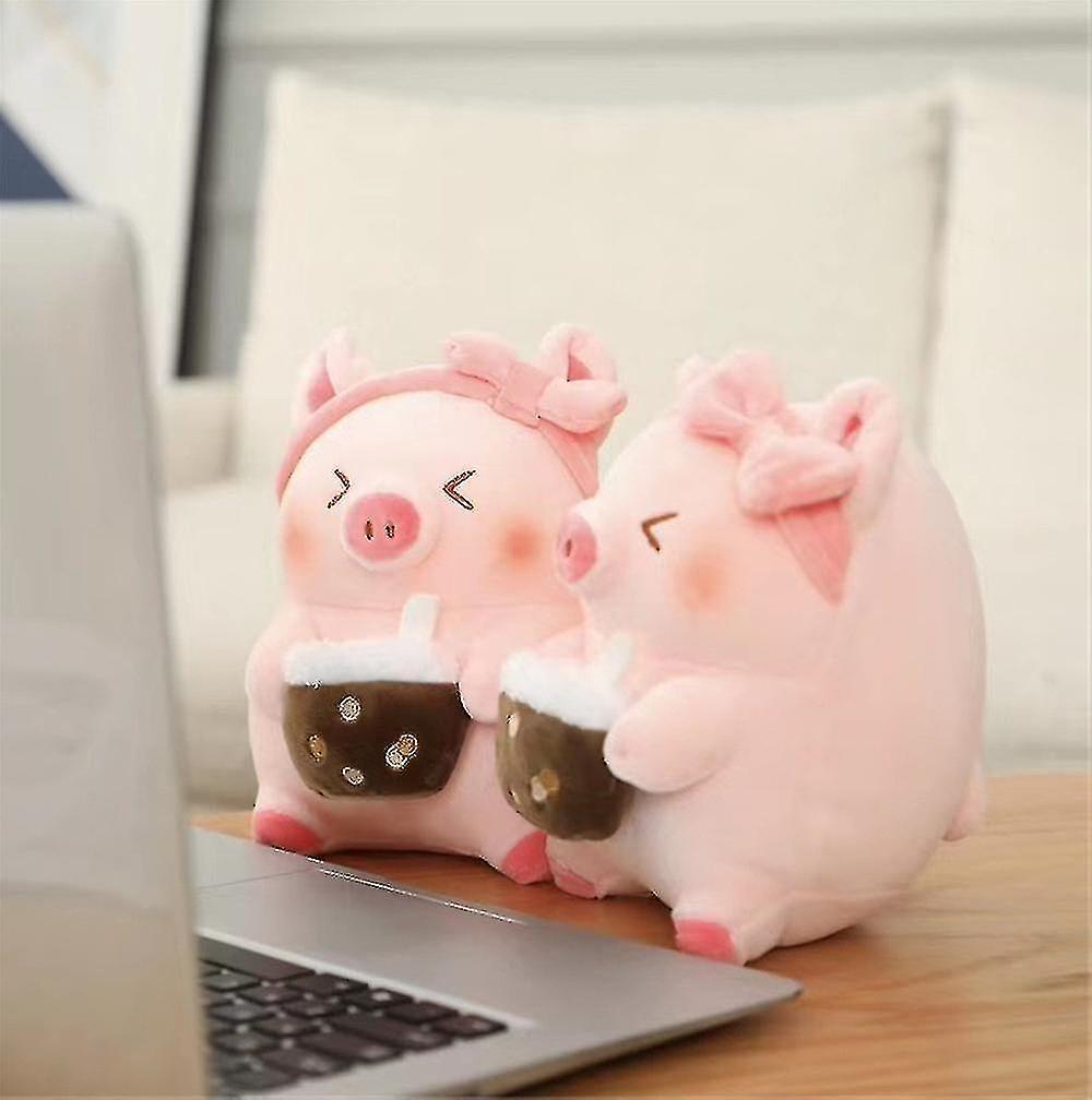 Cute Pig Plush Toy Lovely Holding Milk Tea   Pig Stuffed Plush Doll Kids Gifts