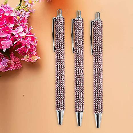 3pcs Pp Ballpoint Pen Glitter Sequin Writing Smoothly Crystal Press Type Pen For School Supplies Girls Boys Office Journaling Pens Draw， Pink