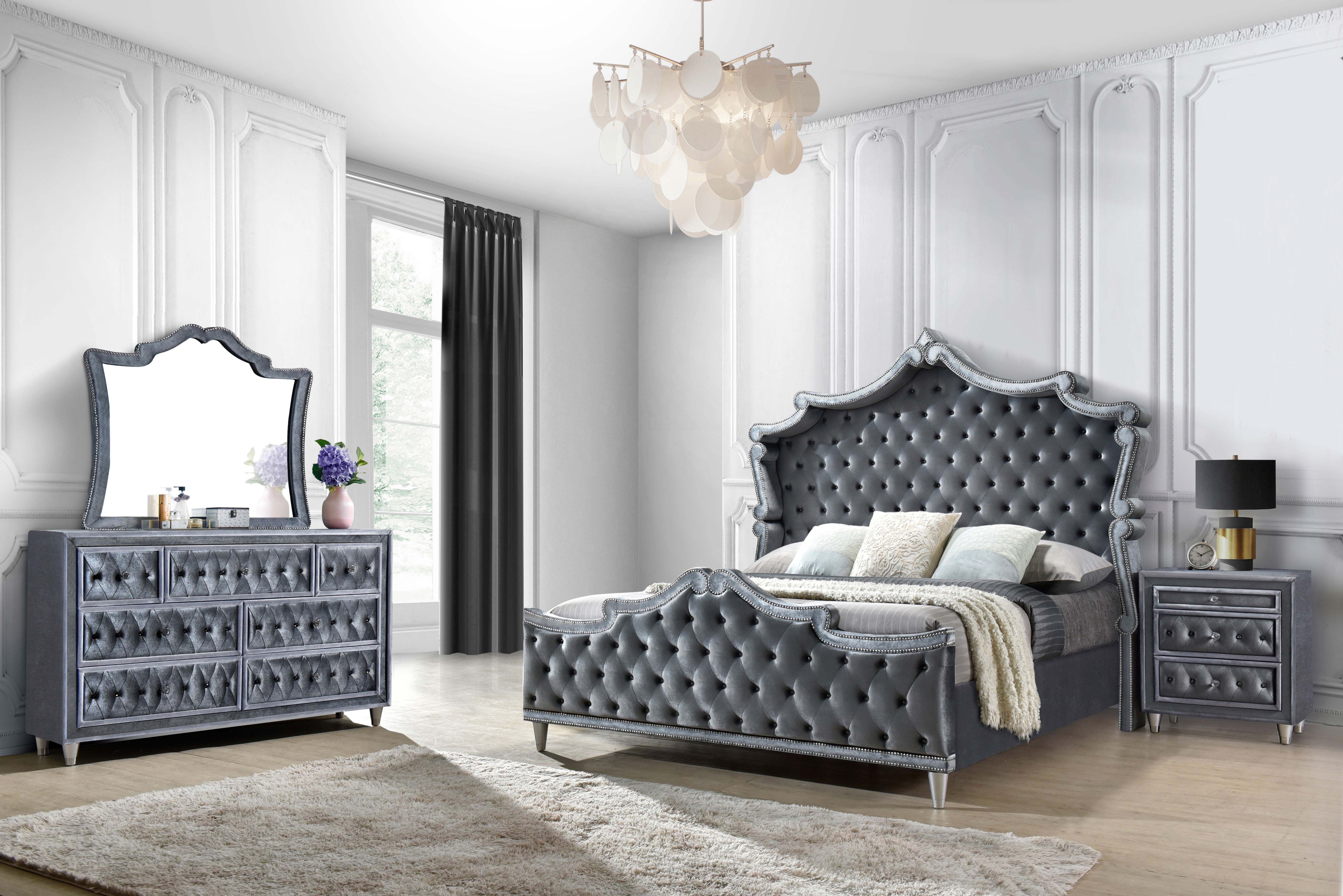 Antonella 4-Piece Bedroom Set Grey- 223581KE