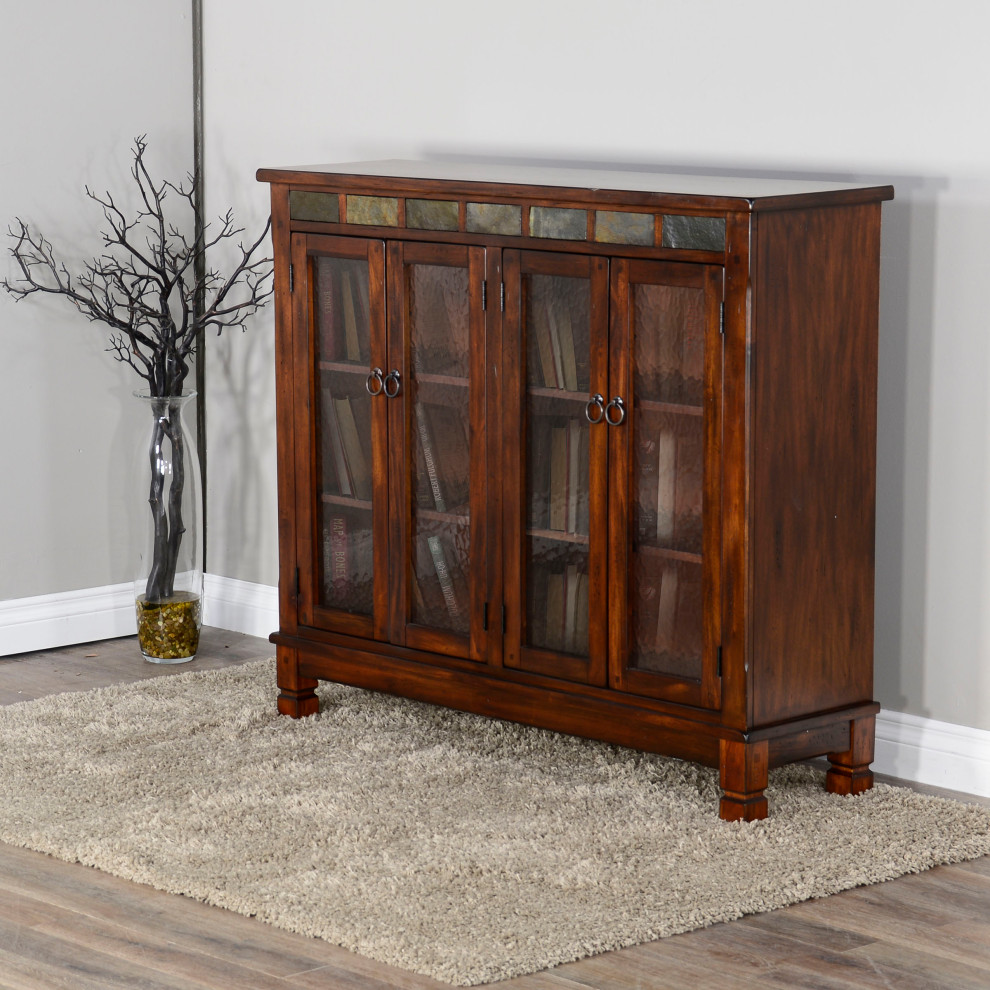 Santa Fe 4 Door Bookcase With Slate   Transitional   Bookcases   by Sunny Designs  Inc.  Houzz