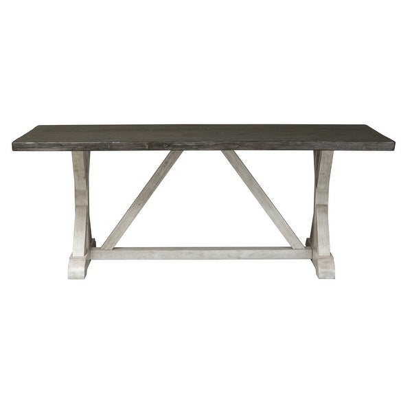 Willowrun Rustic White Weathered Gray Trestle Table