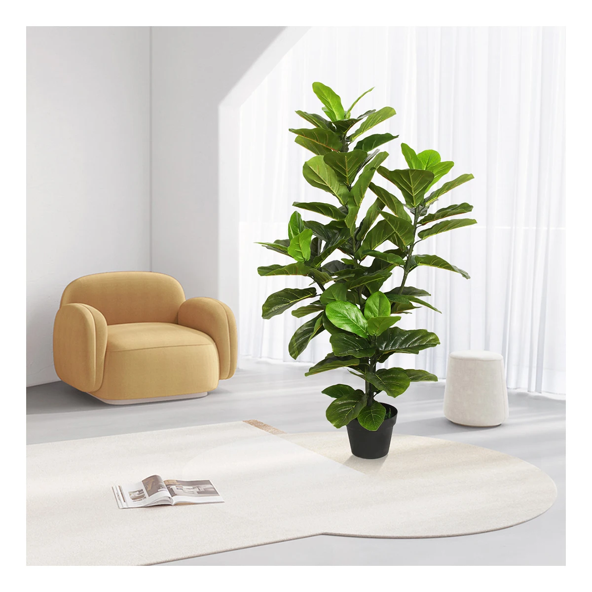 PZ 4 25 Hot Sale Faked Ficus Lyrata Plant Artificial Decorative Large Leaf Trees for Modern Home Decor