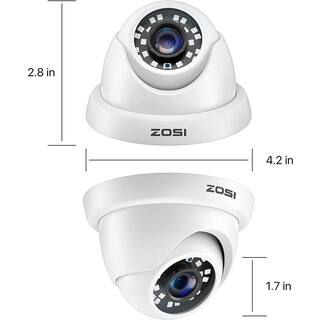 ZOSI Wired 1080p White Indoor Dome TVI Security Camera Compatible for TVI DVRs 4AK-4282B-WS-US