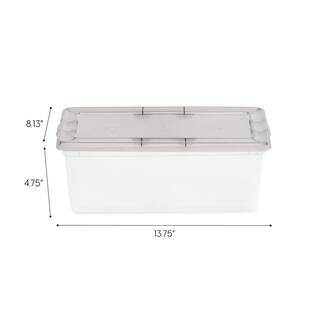 IRIS 6 qt. Snap Top Plastic Storage Box in Clear with Gray Lid 500217