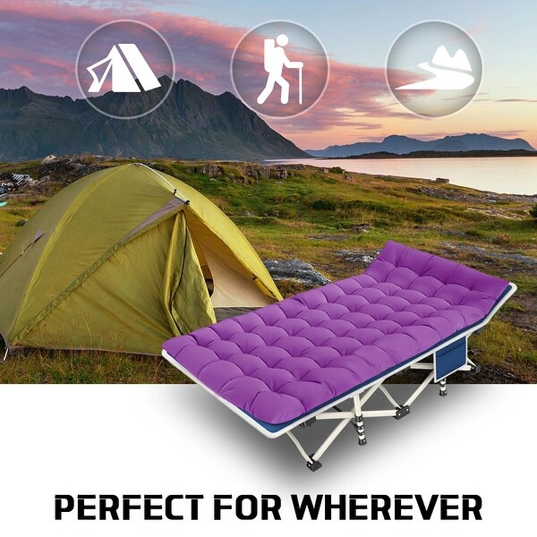 Camping Cot 2 Pack with Mattress Cots for Sleeping w/Pad Heavy Duty Camping Bed Sleeping Cot W/Carry Bag Camping Cots for Adults