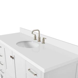 ARIEL Cambridge 61 in. W x 22 in. D x 35 in. H Vanity in White with Quartz Vanity Top in White with Basin A061SWQOVOWHT