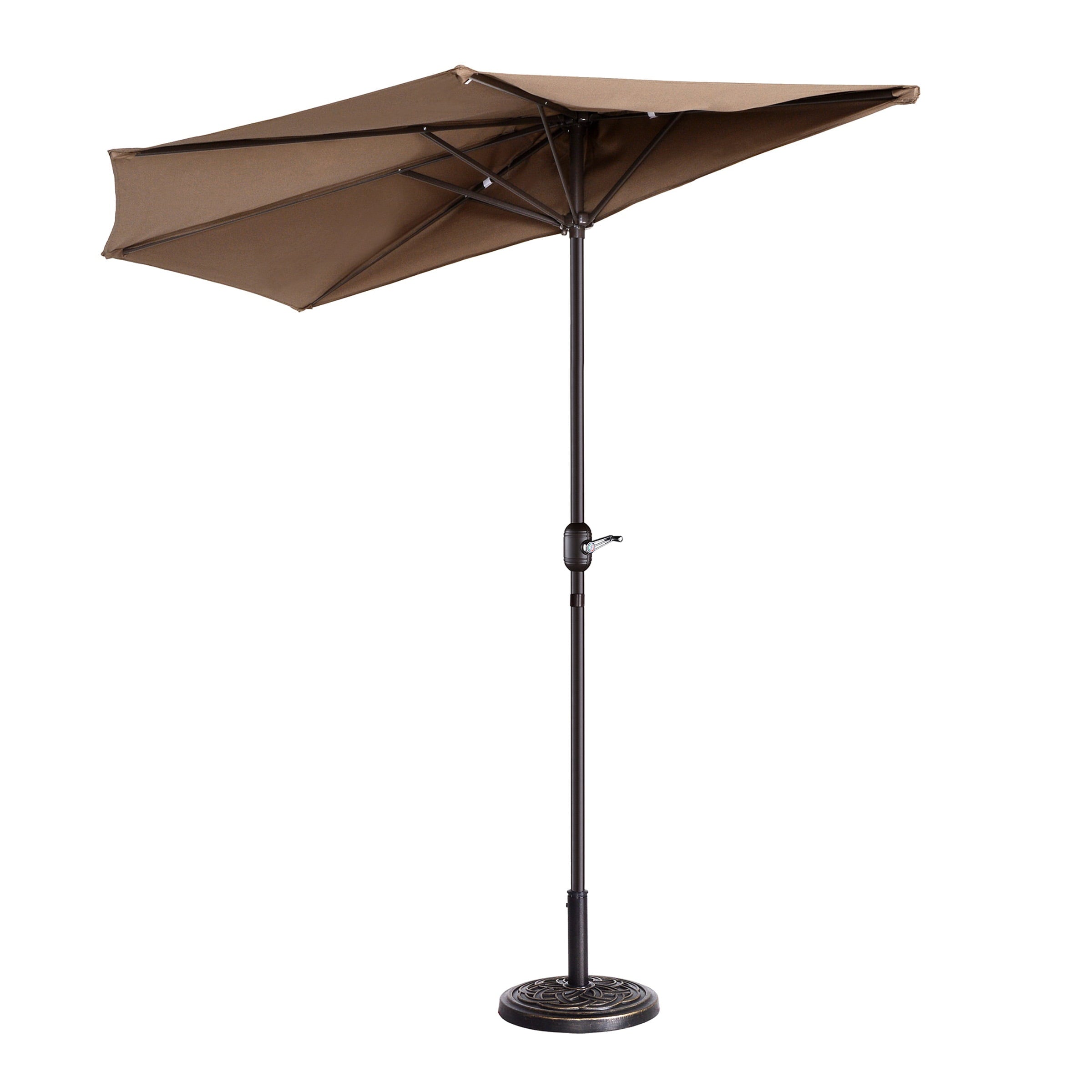 Villacera Outdoor Patio Half Umbrella, 9 ft. Steel, Brown