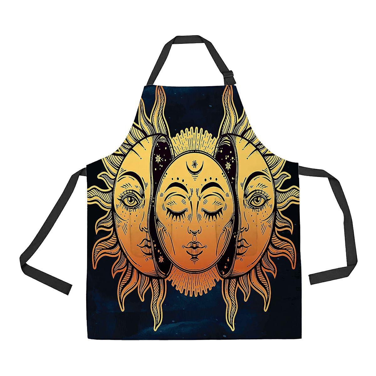 Beautiful Moon And Sun With Faces Apron Home Kitchen Apron With Pockets