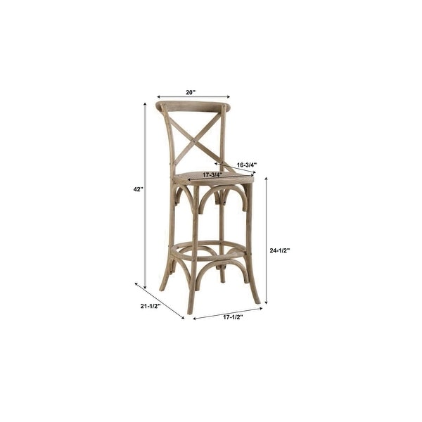 Roxy Counter Stool， Gray Wash， 24 inch Seat Height， Assembled