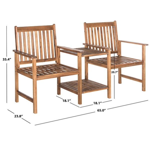 SAFAVIEH Brea Outdoor Solid Wood Twin Seat Bench