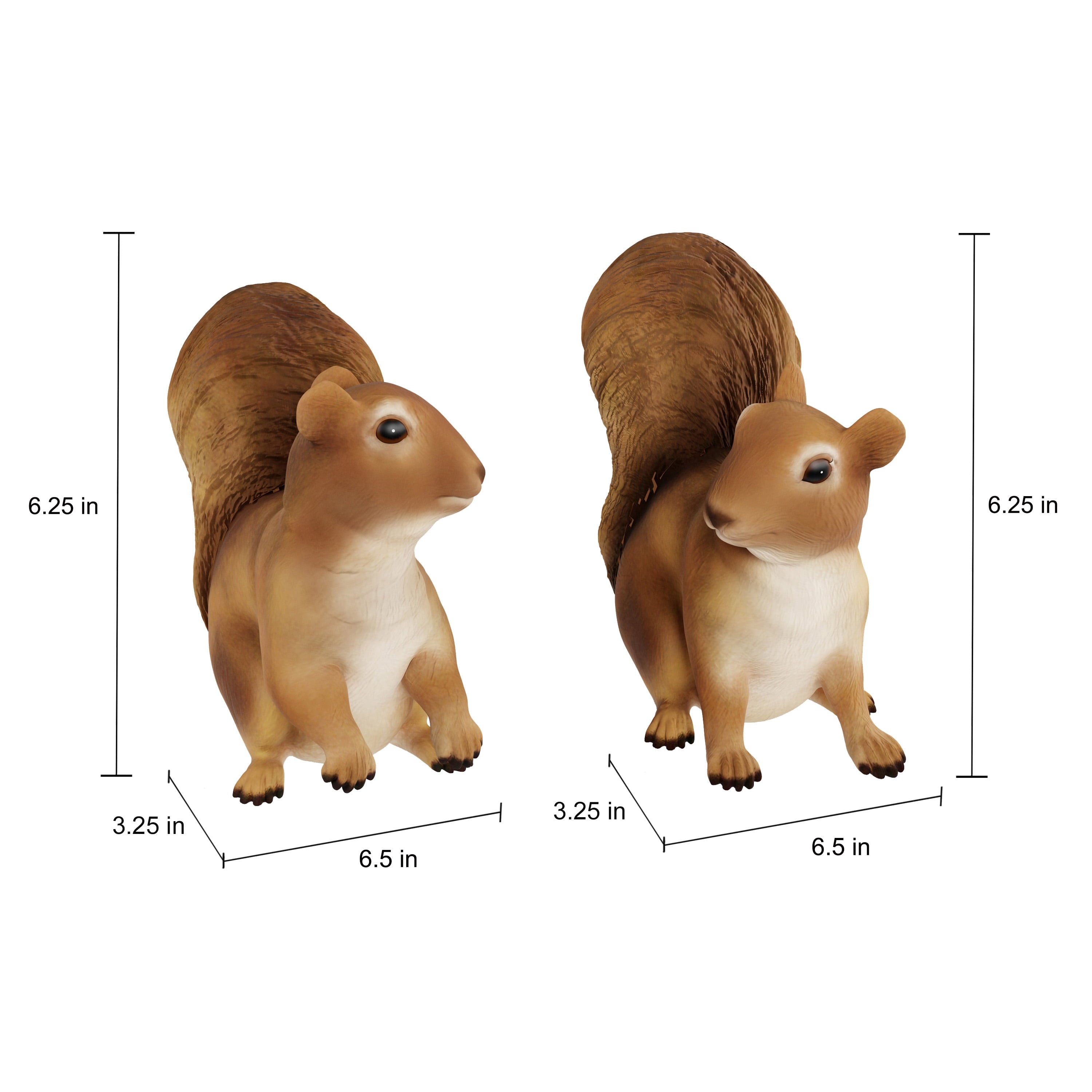 Pure Garden 6" Squirrel Figurine Garden Statues (2 Piece)