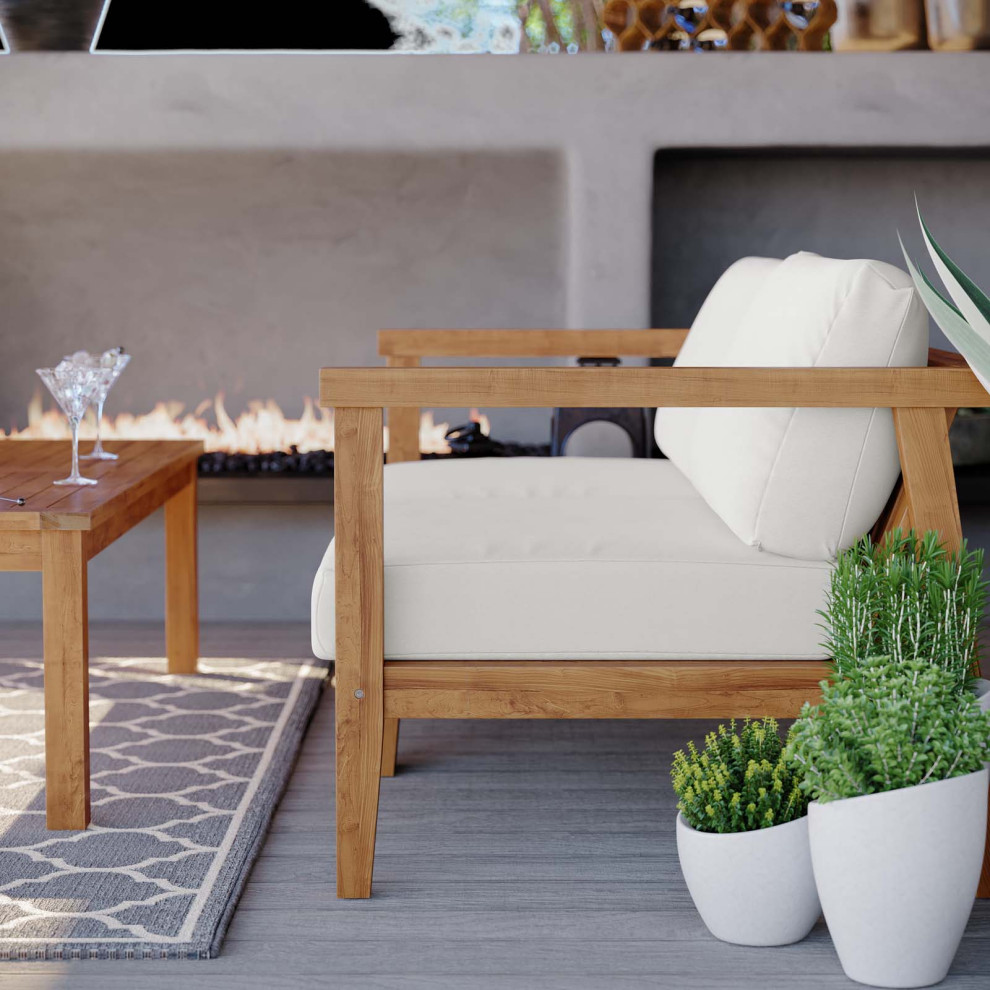 Lounge Loveseat Sofa  Wood  Brown Natural White  Modern  Outdoor Patio Bistro   Transitional   Outdoor Loveseats   by House Bound  Houzz