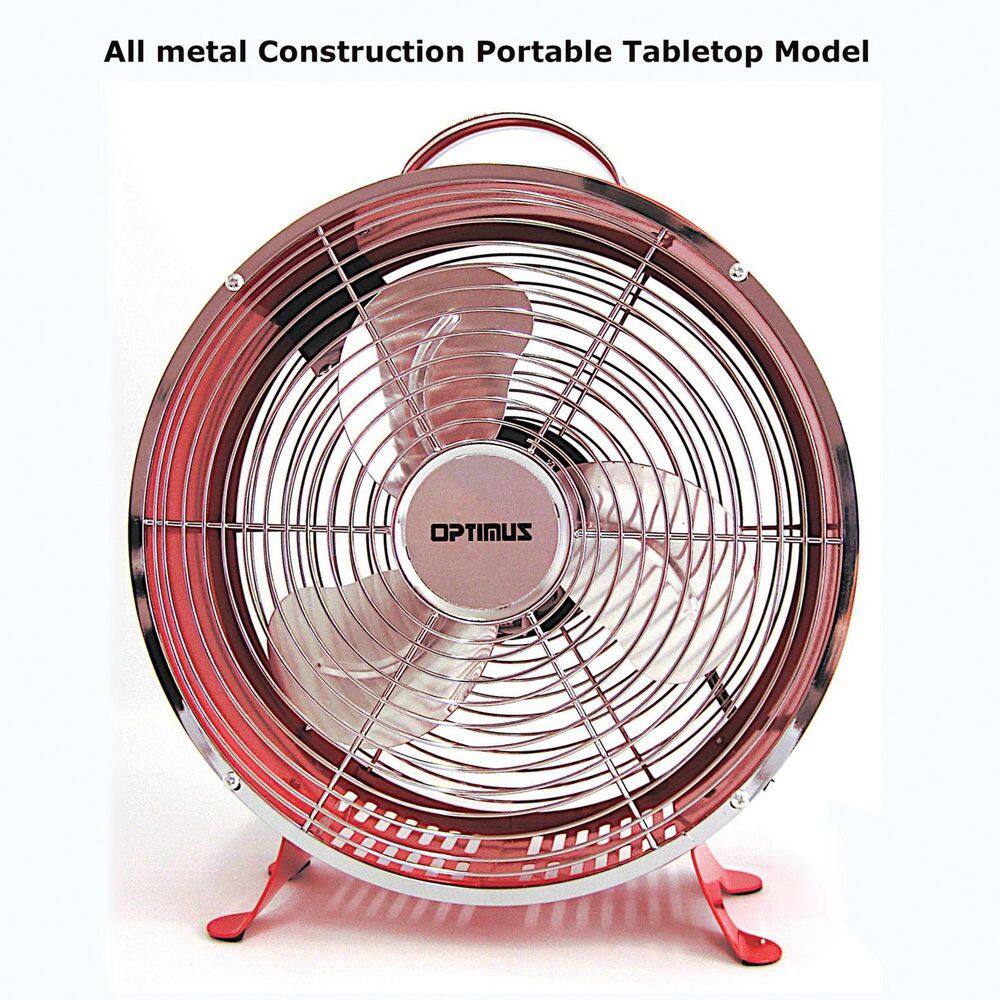 Optimus F-6310RD 10 Inch 2 SPeed Portable Retro Drum Fan in Red 985118744M