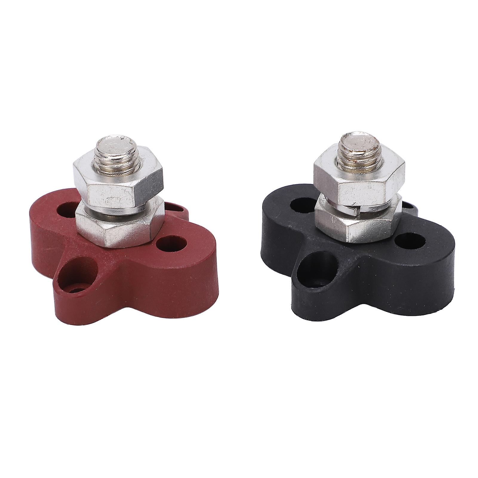 2pcs M10 Battery Power Junction Post Block Insulated Metal Terminal Stud Dc48v Maximum For Cars Rvs Atvs