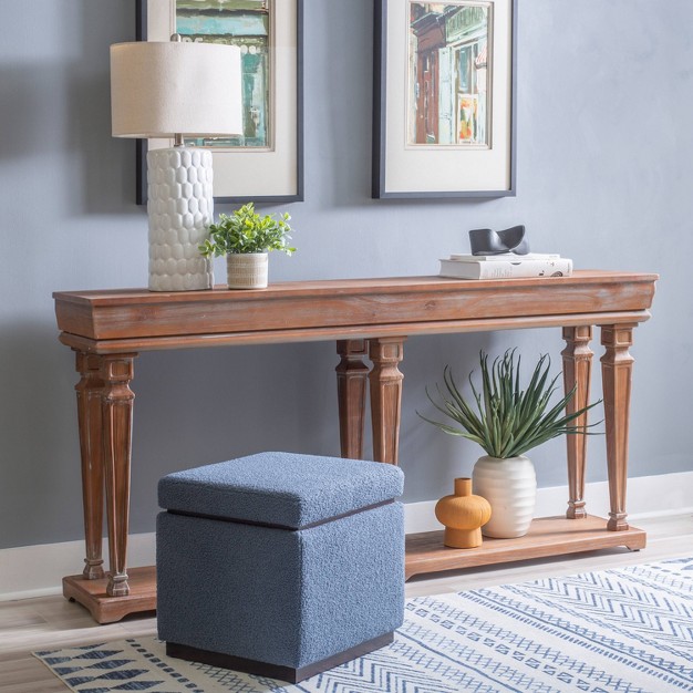 Joaquin Transitional Large Wood Console amp Buffet Table Brown Distressed Finish Powell