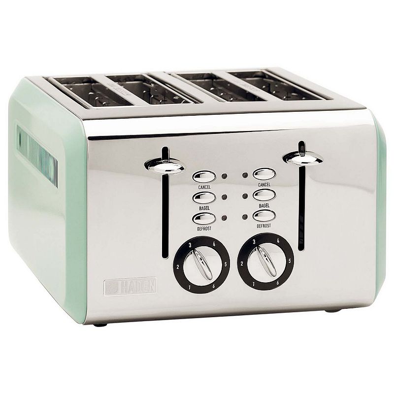 Haden Cotswold 4-Slice Wide Slot Stainless Steel Body Retro Toaster， Sage Green