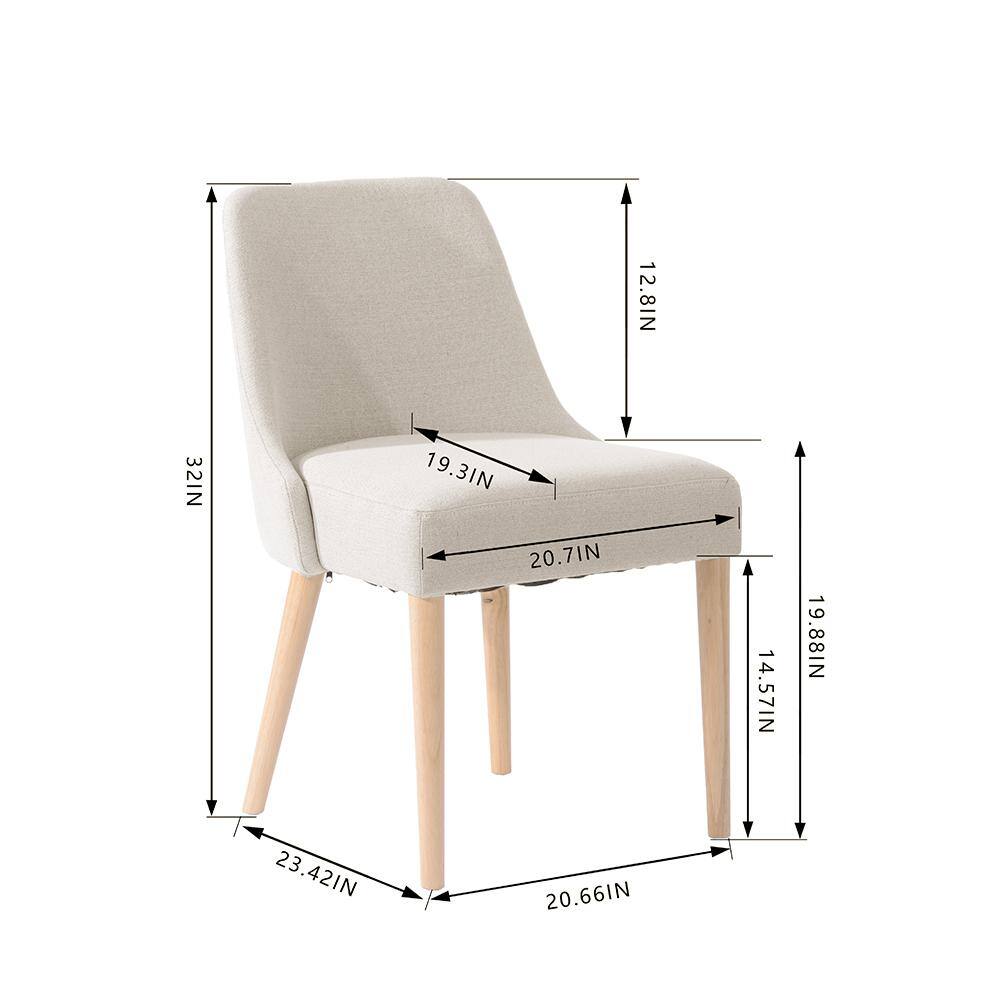 StyleWell Benfield Biscuit Beige Upholstered Dining Chair with Natural Wood Legs (Set of 2) Jones DC NB