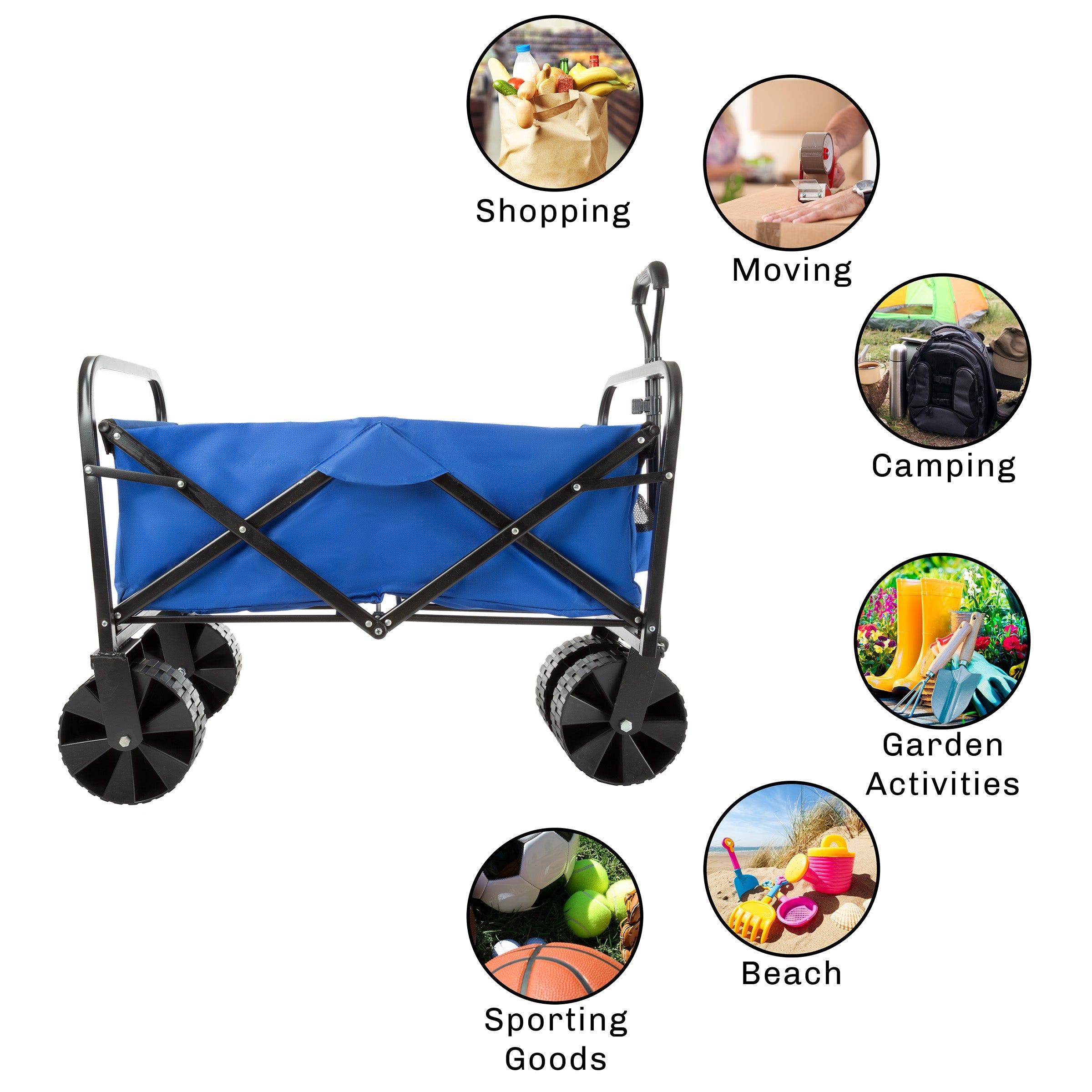 Folding Wagon – All-Terrain Utility Pull Wagon, For Camping by Wakeman Outdoors