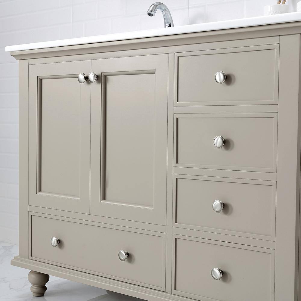 Home Decorators Collection Orillia 42 in. W x 22 in. D Vanity in Greige with Marble Vanity Top in White with White Sink Orillia 42G