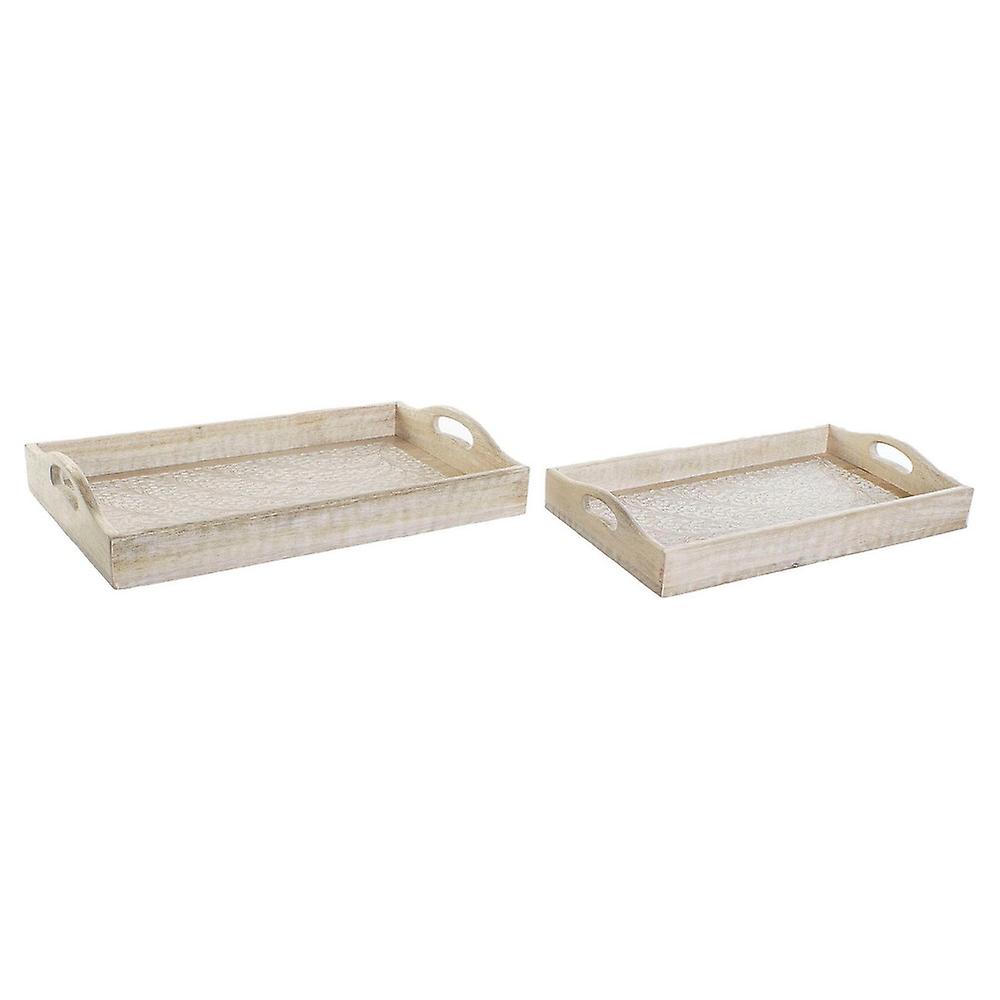 Set of trays DKD Home Decor Branch Mango wood (2 Units)