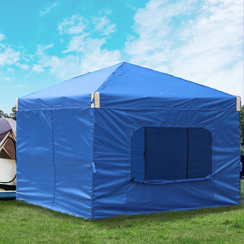 Aoodor 12 ft. x 12 ft. Pop Up Canopy Tent with Removable Sidewallwith Roller Bag-Blue 800-153-BL-C