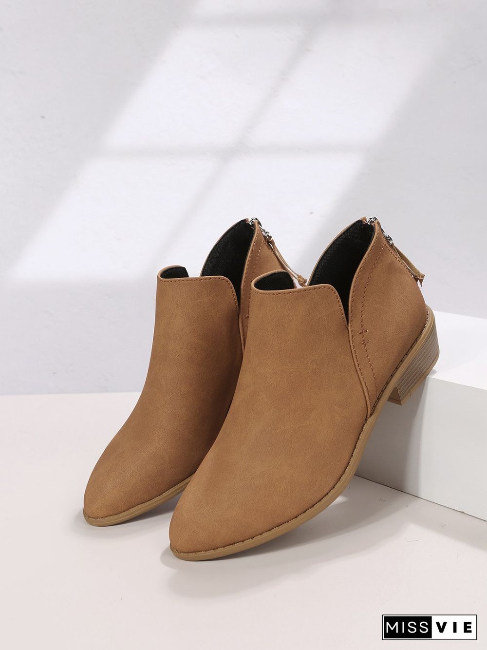 Simple Plain Chelsea Zip Ankle Boots