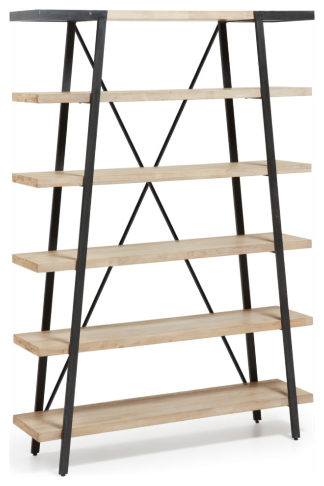 Natural 6 Shelf Bookcase  La Forma Thinh   Industrial   Bookcases   by Oroa   Distinctive Furniture  Houzz