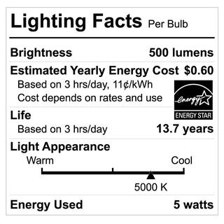 EcoSmart 60-Watt Equivalent B11 Dimmable E12 Candelabra ENERGY STAR Clear Glass LED Vintage Edison Light Bulb Daylight (3-Pack) FG-04077