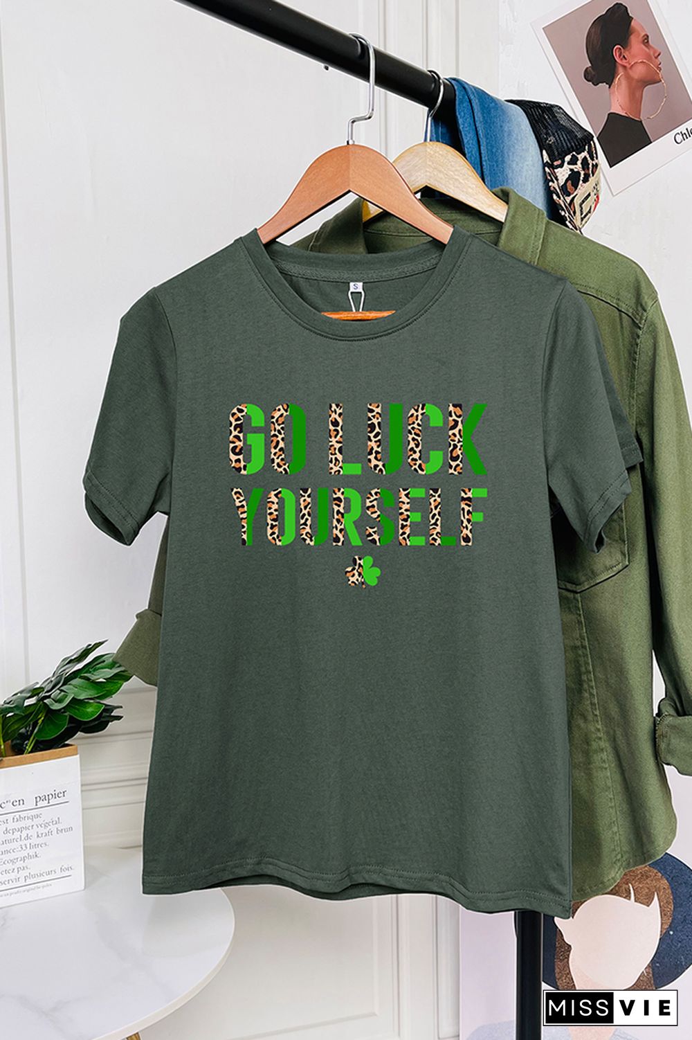 Go Luck Yourself Print Short Sleeve Graphic Tee Wholesale