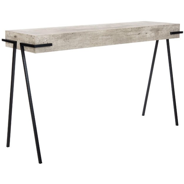 Jett Console Table Light Grey Faux Concrete black Safavieh