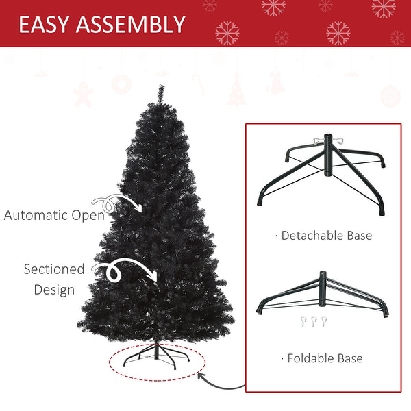 Black Halloween Style 7ft Artificial Christmas Tree