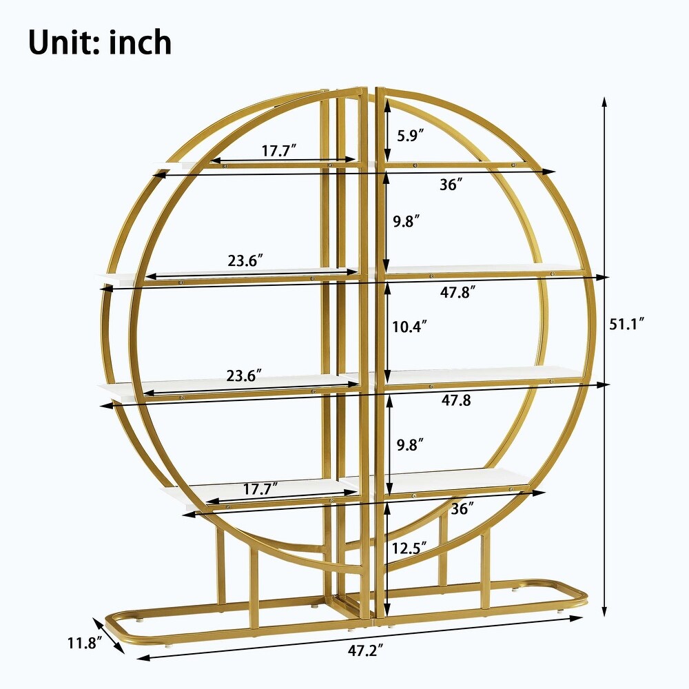 4 Tiers Home Office Open Bookshelf Round Shape