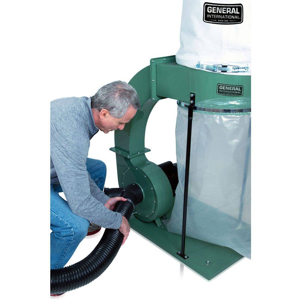 General International 1.5 HP 14-Amp Commercial Dust Collector with 2 Micron Bag (120V 1Phase) 10-105 M1