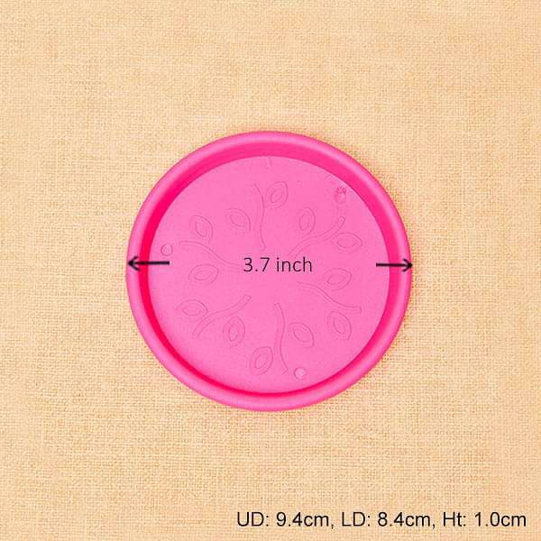 3.7 inch (9 cm) Round Plastic Plate for 4 inch (10 cm) Grower Pots (Dark Pink) (set of 6)