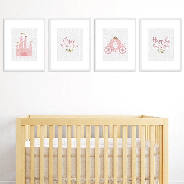 Big Dot Of Happiness Little Princess Crown Unframed Pink amp Gold Castle Nursery And Kids Room Linen Paper Wall Art Set Of 4 Artisms 8 X 10 Inches