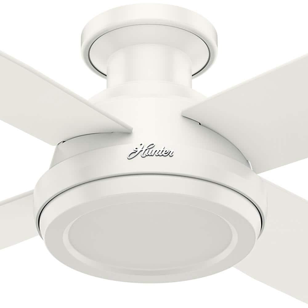 Hunter Dempsey 52 in Low Profile No Light Indoor Fresh White Ceiling Fan with Remote