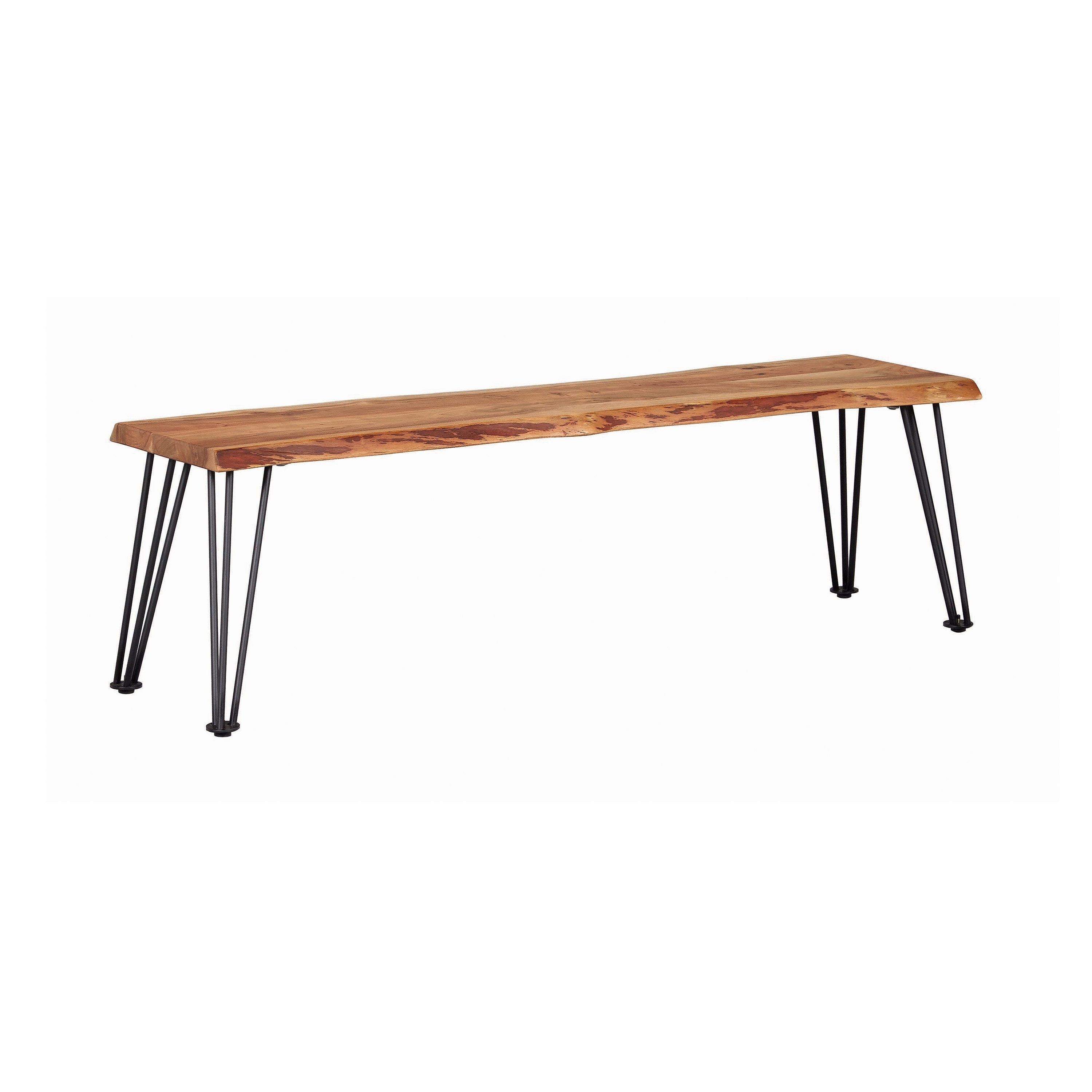 Wood Bench in Natural Acacia And Matte Black