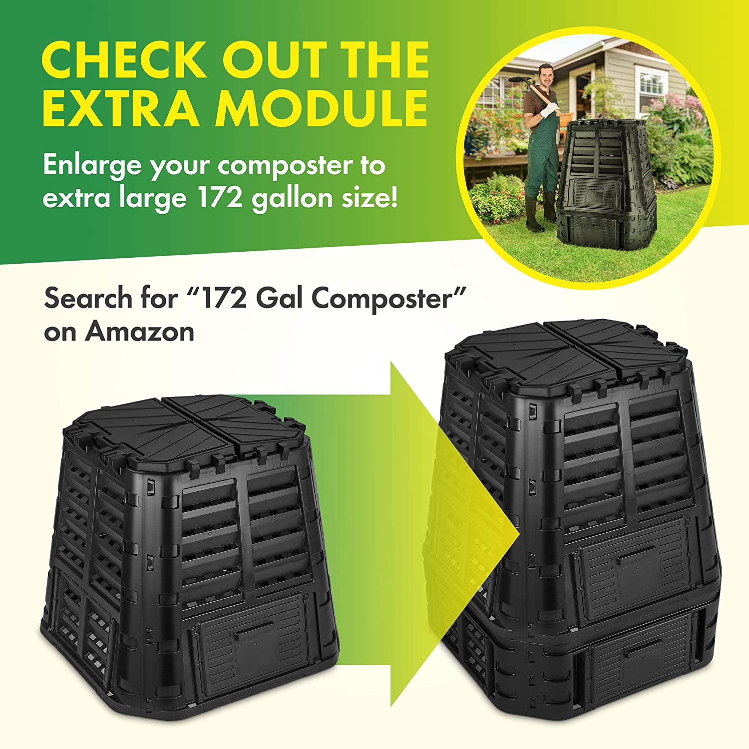 BBNBDMZ Garden Composter Bin Made from Recycled Plastic \u2013 110 Gallons (420Liter) Large Compost Bin - Create Fertile Soil with Easy Assembly  Lightweight  Aerating Outdoor Compost Box