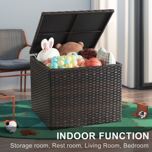 Outdoor Wicker Storage Box Rattan Pool Storage Box