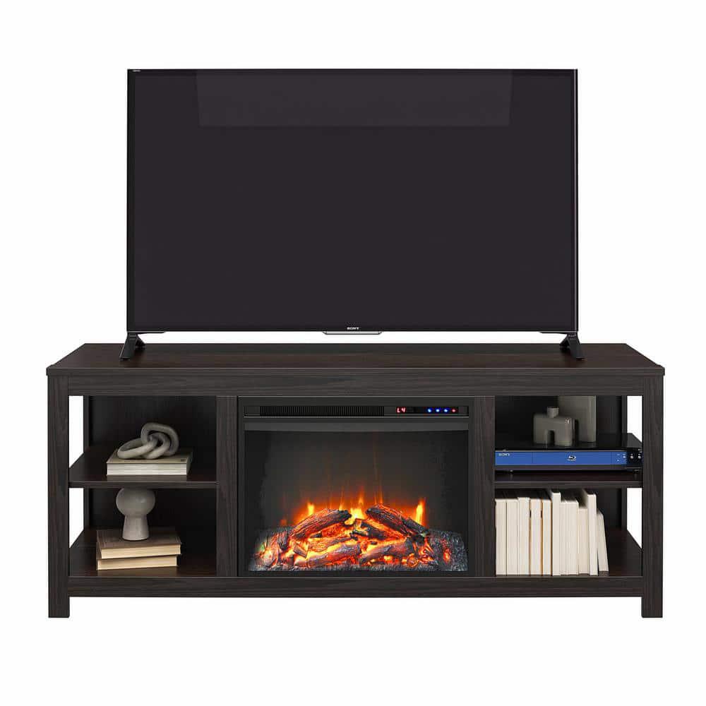 Ameriwood Home Eagle Hollow 5961 in Freestanding Electric Fireplace TV Stand in Espresso Fits TVs Up to 74 in