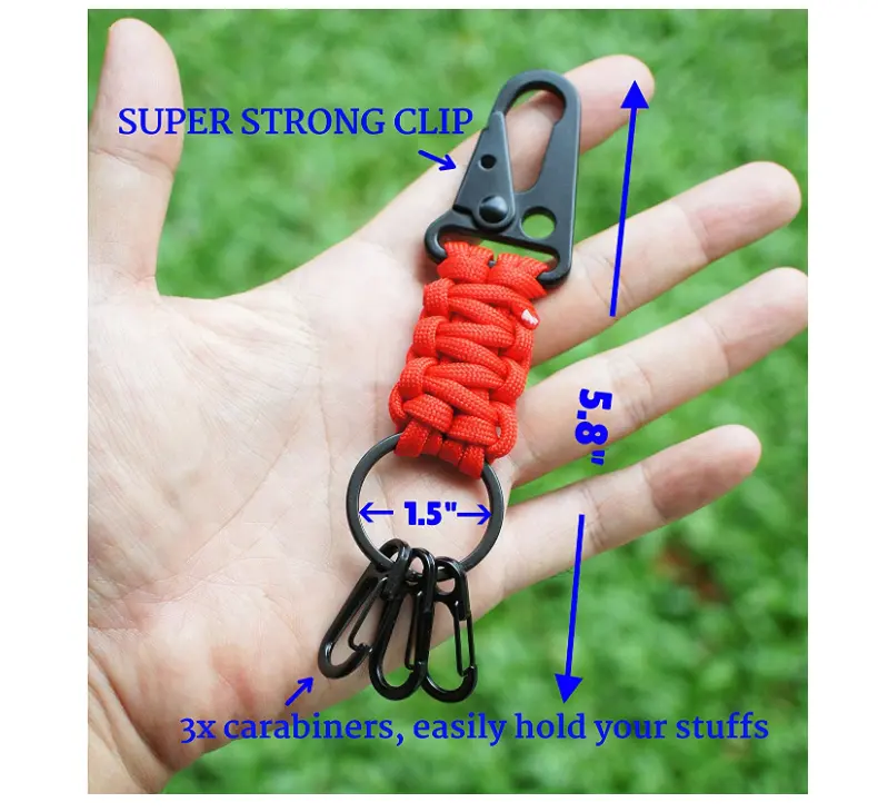 2021 quote keychain buckle paracord set survival Nylon Belt Keychain for Camping Hiking