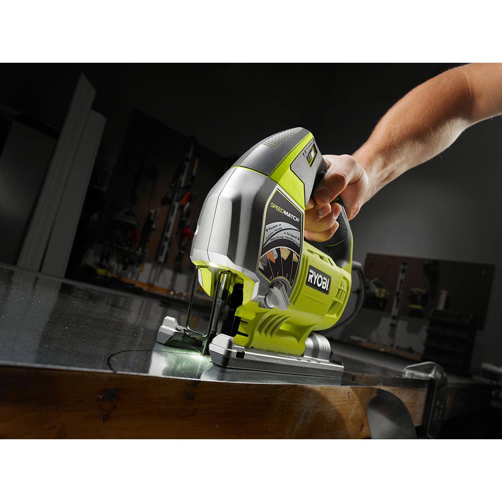 RYOBI 6.1 Amp Corded Variable Speed Orbital Jig Saw with SPEEDMATCH Technology JS651L1